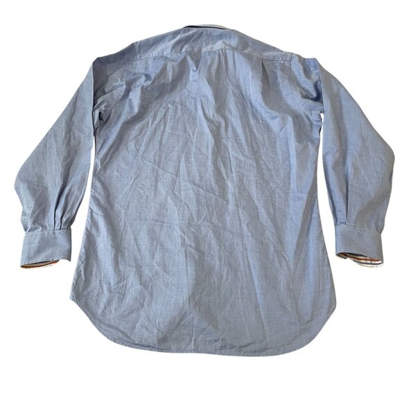 Peter Millar Mens Medium Blue Oxford Shirt With Striped Flip Cuffs - Picture 3 of 3